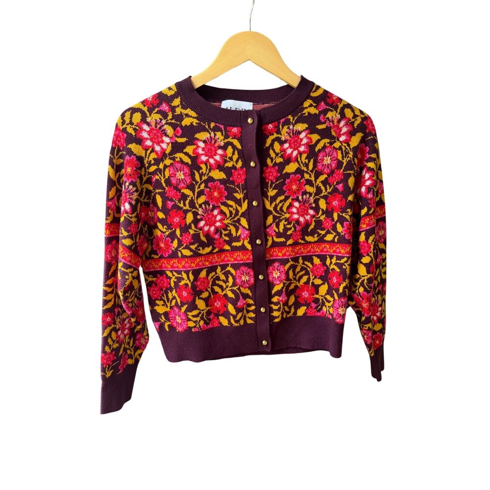 Alden Adair Sweater Cardigan | Size Small | Floral Knit